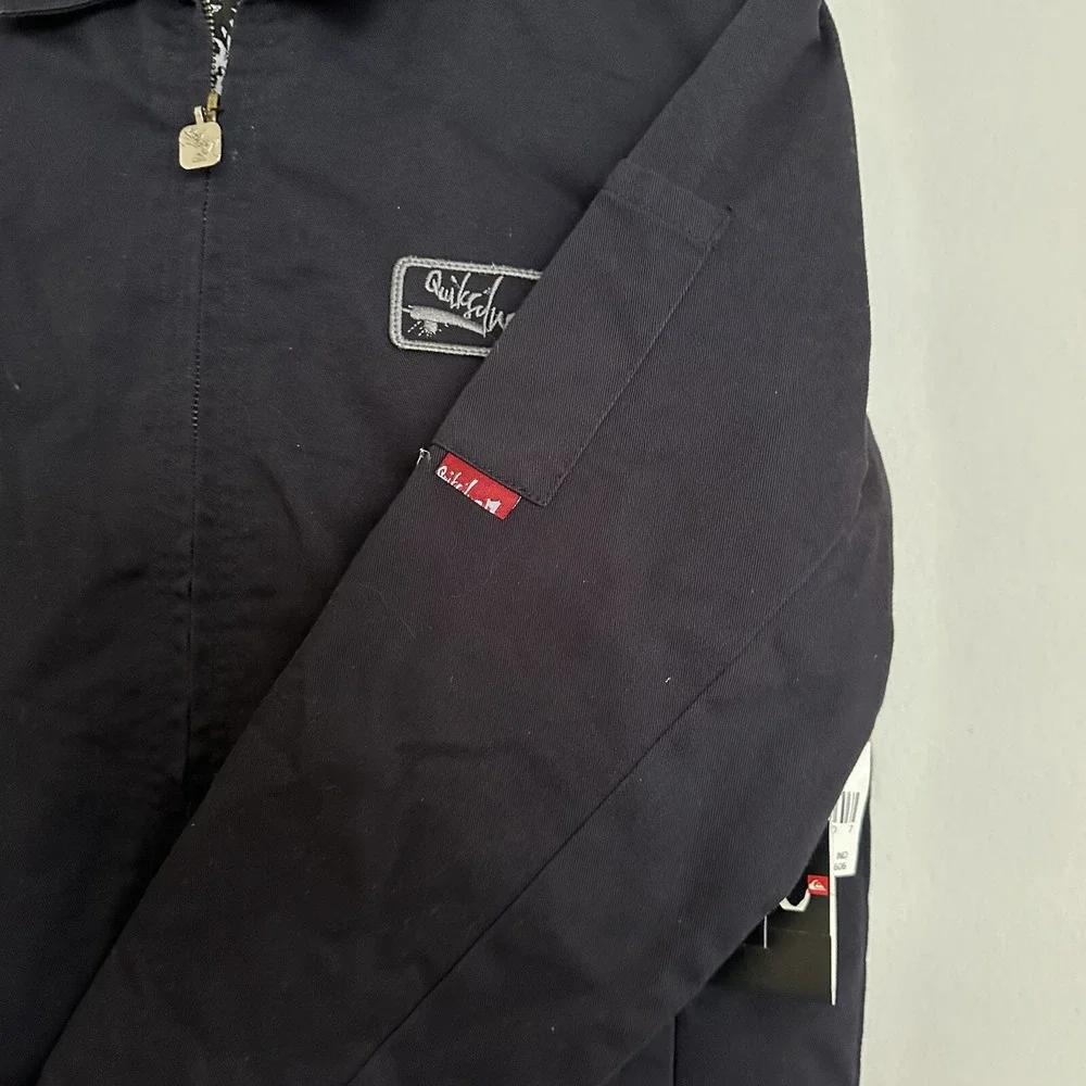 Quicksilver Black Full Zip Jacket Boys M Pockets Polyester Slightly‎ With Tags